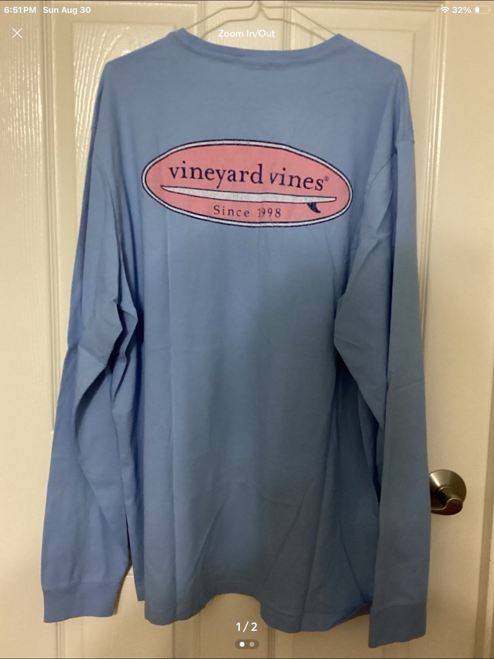 Vineyard Vines Surf Logo Jake Blue Long Sleeve Tee XL
